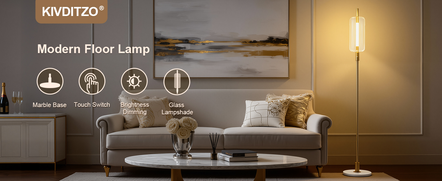 Moder Glass Floor Lamp for Living Room