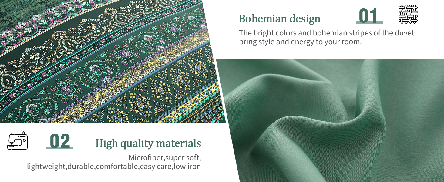 Dark green boho comforter