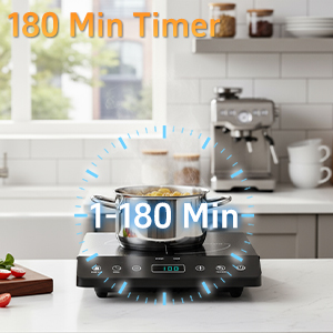 single burner induction cooktop with 180 mins (3 hours) timer