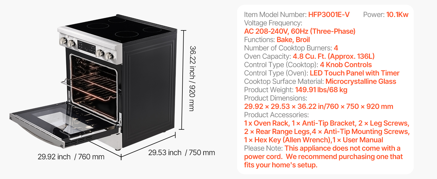 electric range oven with timer