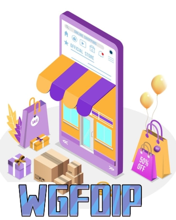Text: 'WTFPDF'. Cartoon-style illustration featuring purple and orange isometric design elements with floating boxes and decorative elements in a digital interface style.