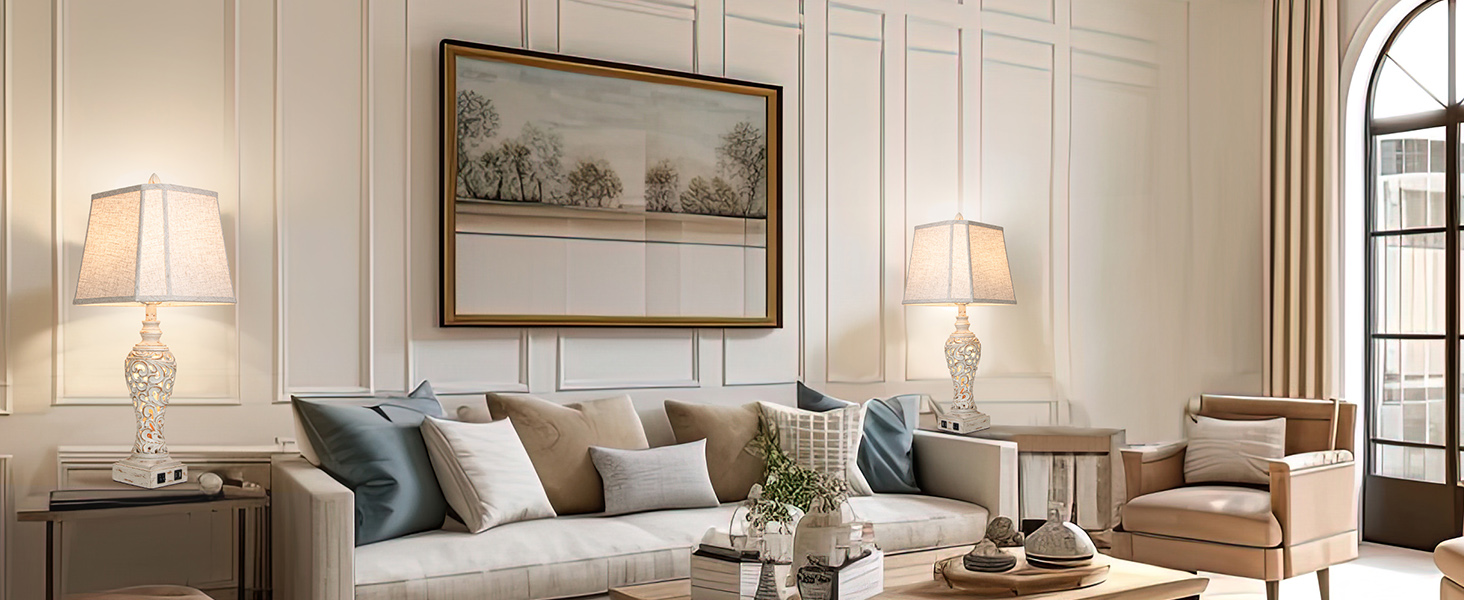 Vintage table lamp set of 2 for living room decor