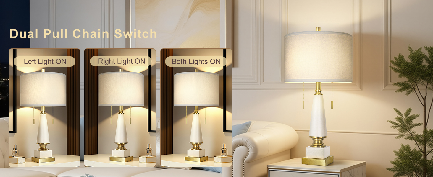 Table Lamp with Dual Pull Chain Switch