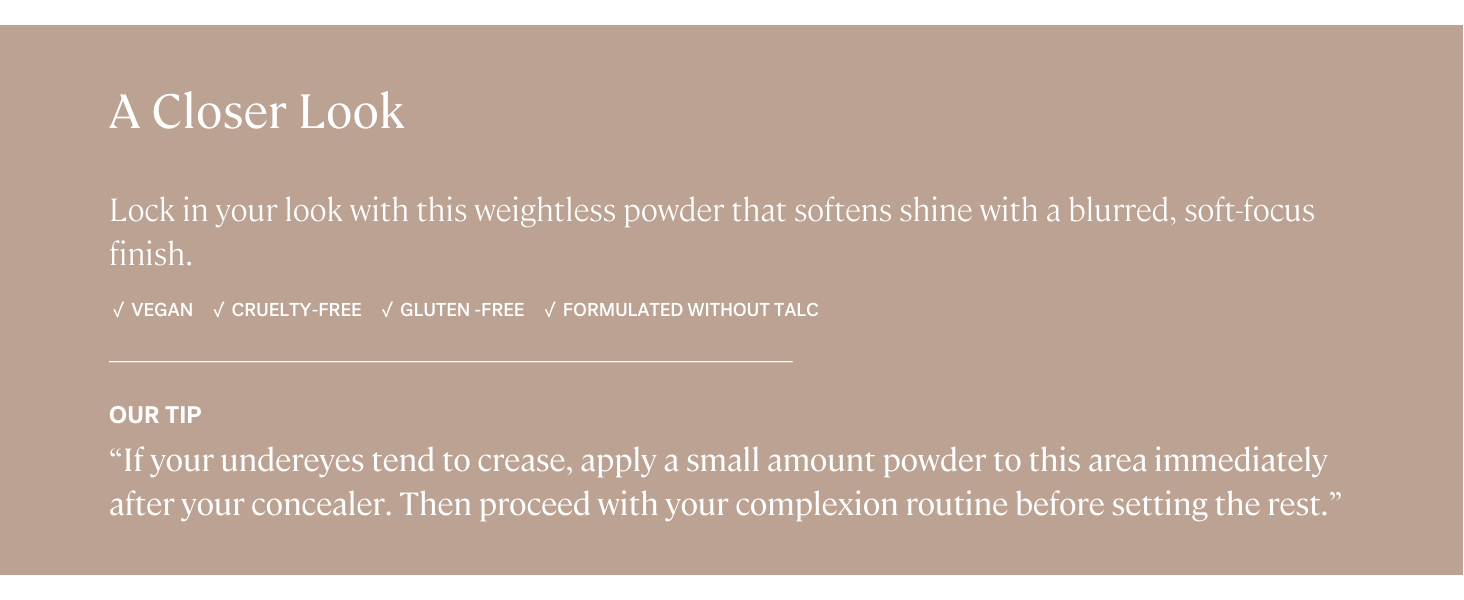 ILIA Soft Focus Finishing Powder is vegan, cruelty-free, gluten-free, and made without talc.