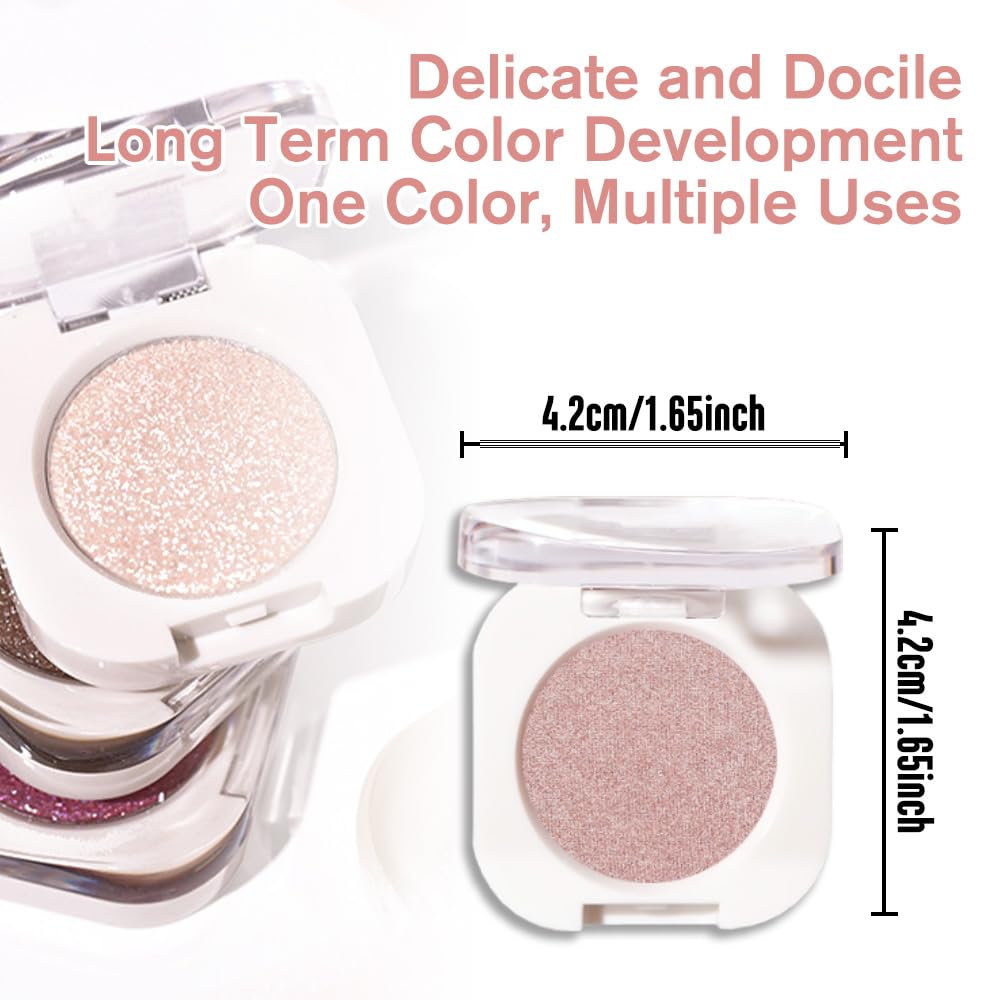 Champagne Shimmer Single Eyeshadow, Lightweight Blendable Mini Eye Shadow for Older Women, Monochrome Eyeshadow Palette Makeup Pigmented Waterproof, Vegan & Cruelty-Free, 24 - Image 5