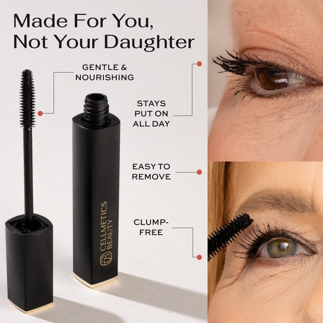 Cellmetics Mascara for Older Women 60 Plus, Volumizing & Lengthening Tubing Mascara with Lash Growth Effect, Hypoallergenic, Smudge-Free and Gentle for Sensitive Eyes (Black) - Image 3