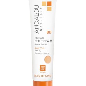 Andalou Naturals Vitamin C BB Beauty Balm Sheer Tint SPF 30 - 2-in-1 BB Cream & Mineral Sunscreen for Face - With Non-Nano Zinc Oxide Skin Protection - 2 fl oz