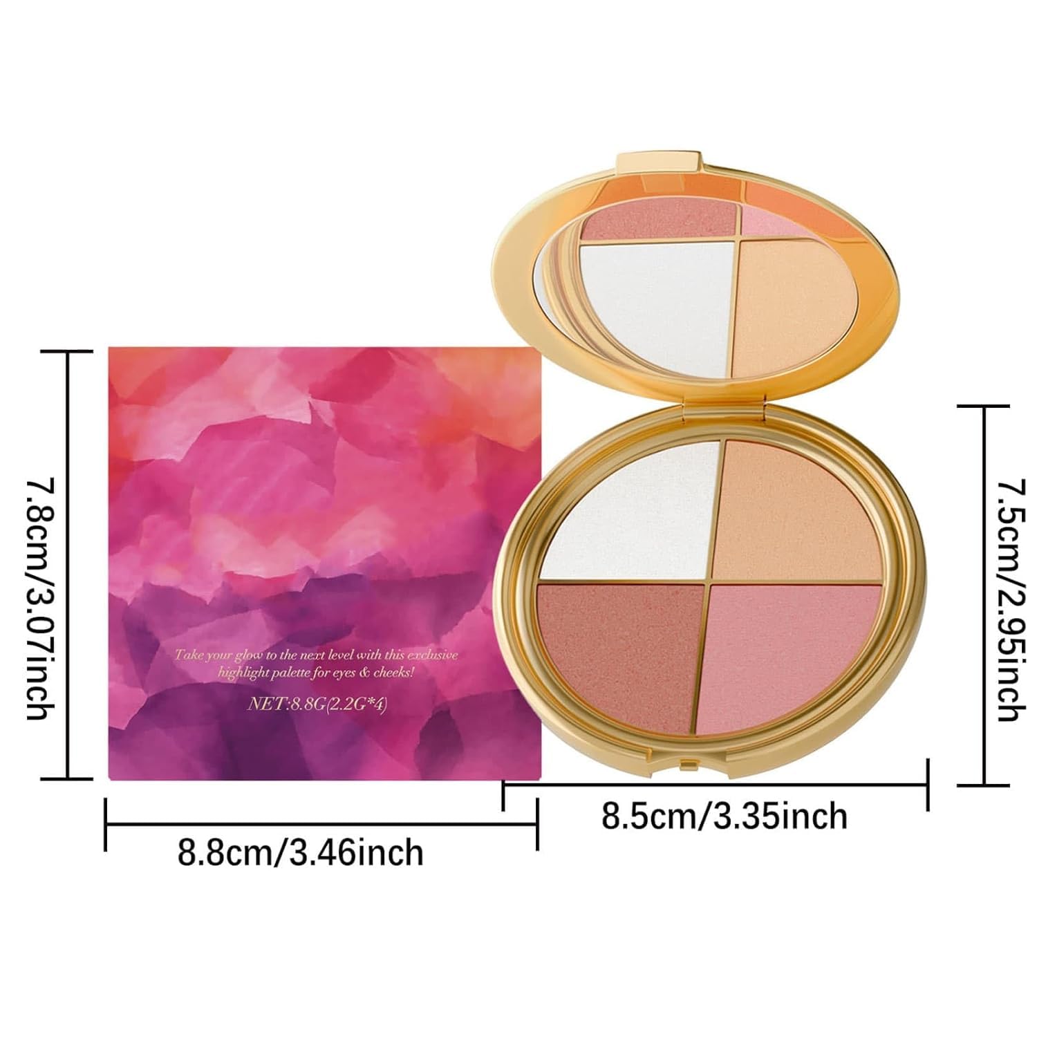 Eye & Cheek Palette - Eyeshadow and Highlighter Makeup, Face Highlighter Palette for Women, Multitasking Blush, Highlighting Eye & Cheek Palette, 4-In-1Makeup Palettes Kit - Image 7