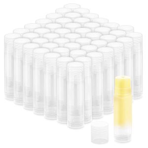 50 Pcs 5.5g Twist-up Lip Balm Tubes,Empty Plastic Lip Gloss Balm Containers Rotatable Deodorant Containers for DIY Homemade Lipsticks, Chapsticks and Homemade Solid Perfume,Clear