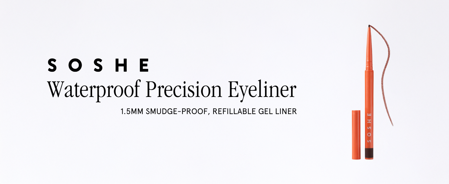 SOSHE Waterproof Precision Eyeliner. 1.55mm smudge-proof, refillable eyeliner.