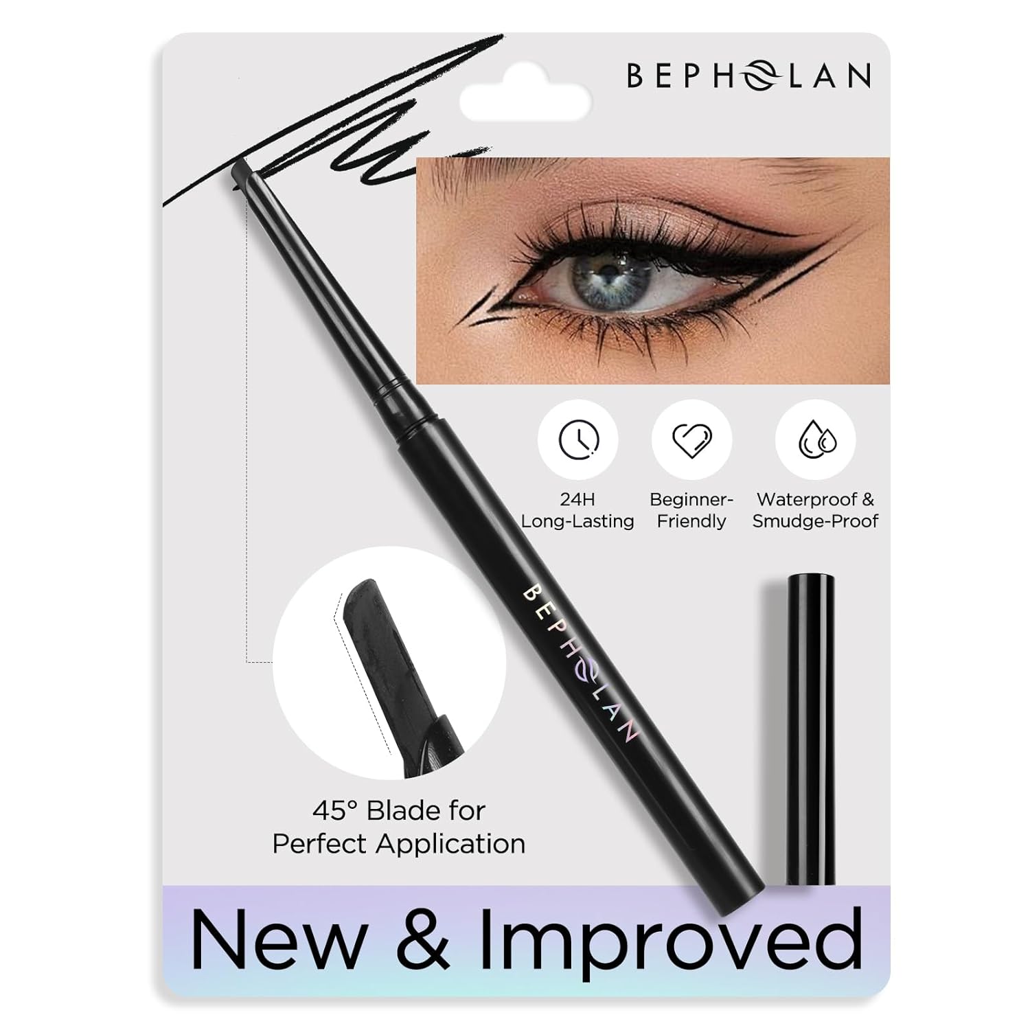 BEPHOLAN Black Eyeliner Pencils,D-tips Waterproof Gel Eyeliner Pencil Waterline Eye Liner Pen for Women Waterproof Smudge Proof Long-lasting (BLACK-D)