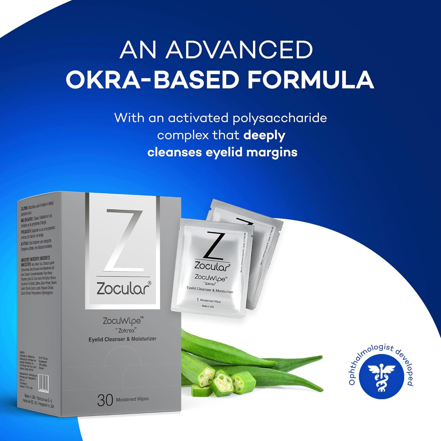 Zocular Zocuwipe Eyelid Wipes with Natural Okra Complex – Gentle Eyelid Cleansing & Moisturizing Pads – 40 Count - Image 7