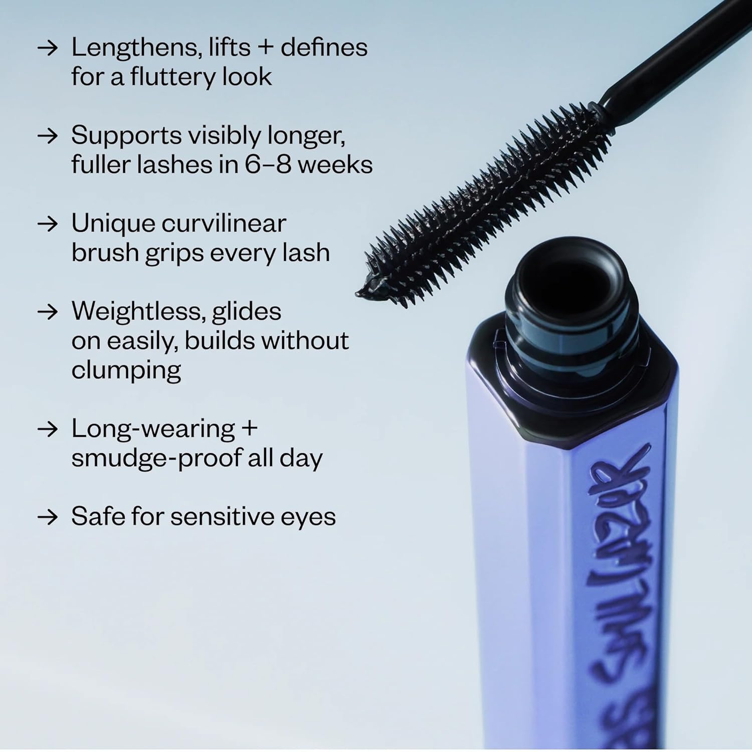 Kosas Soulgazer Lengthening + Lifting Peptide Mascara – Smudge-Proof, Clump-Free Mascara + Lash Serum 2-in-1 for Long, Defined Lashes – Curvilinear Molded Brush, Vegan, Sensitive-Eye Safe - Image 4