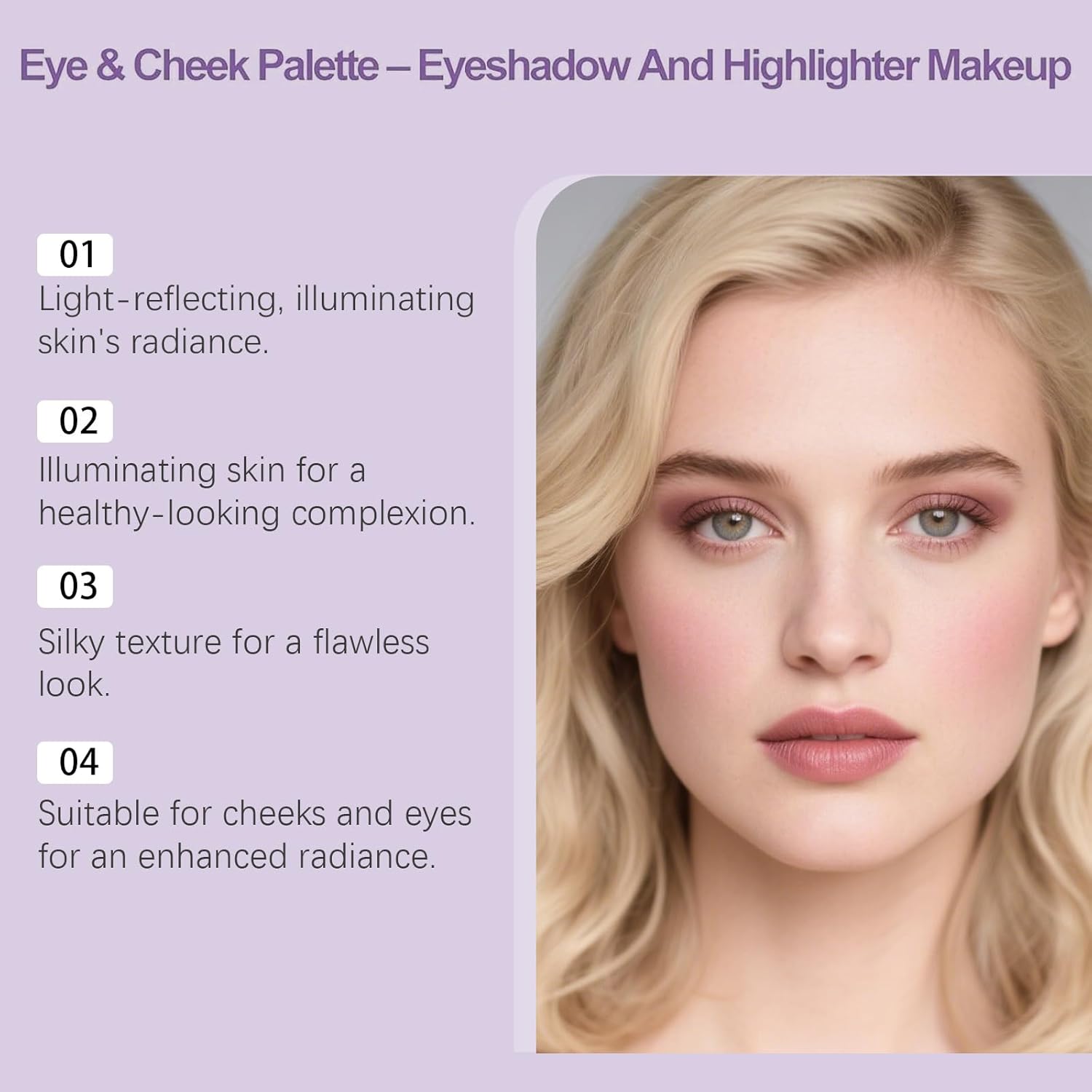 Eye & Cheek Palette - Eyeshadow and Highlighter Makeup, Face Highlighter Palette for Women, Multitasking Blush, Highlighting Eye & Cheek Palette, 4-In-1Makeup Palettes Kit - Image 3