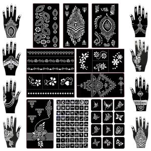 Koogel 18 Sheets 97PCS Henna Tattoo Stencil Kit, Reusable Mehndi Templates for Indian Weddings, Christmas & New Year, Ramadan, Bridal Mehndi & Tattoo Templates for Women, Girls & Body Art