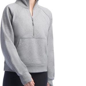 Jockey Women's Mixed Rib Half Zip Pullover Sweatshirt