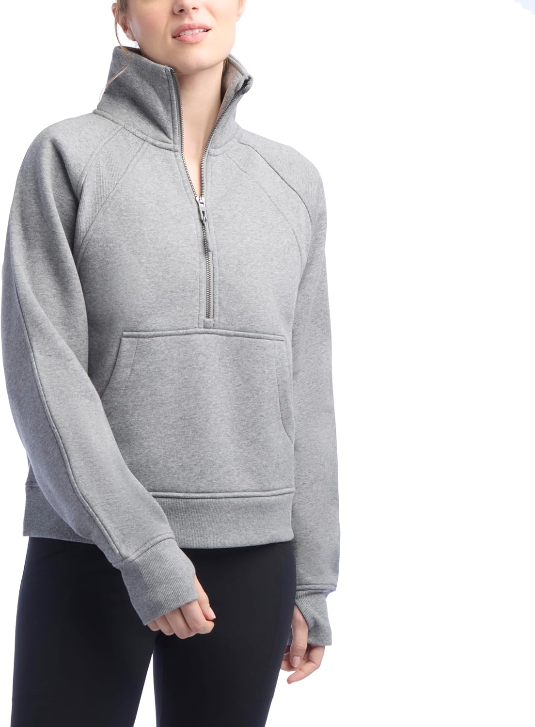 Jockey Women's Mixed Rib Half Zip Pullover Sweatshirt