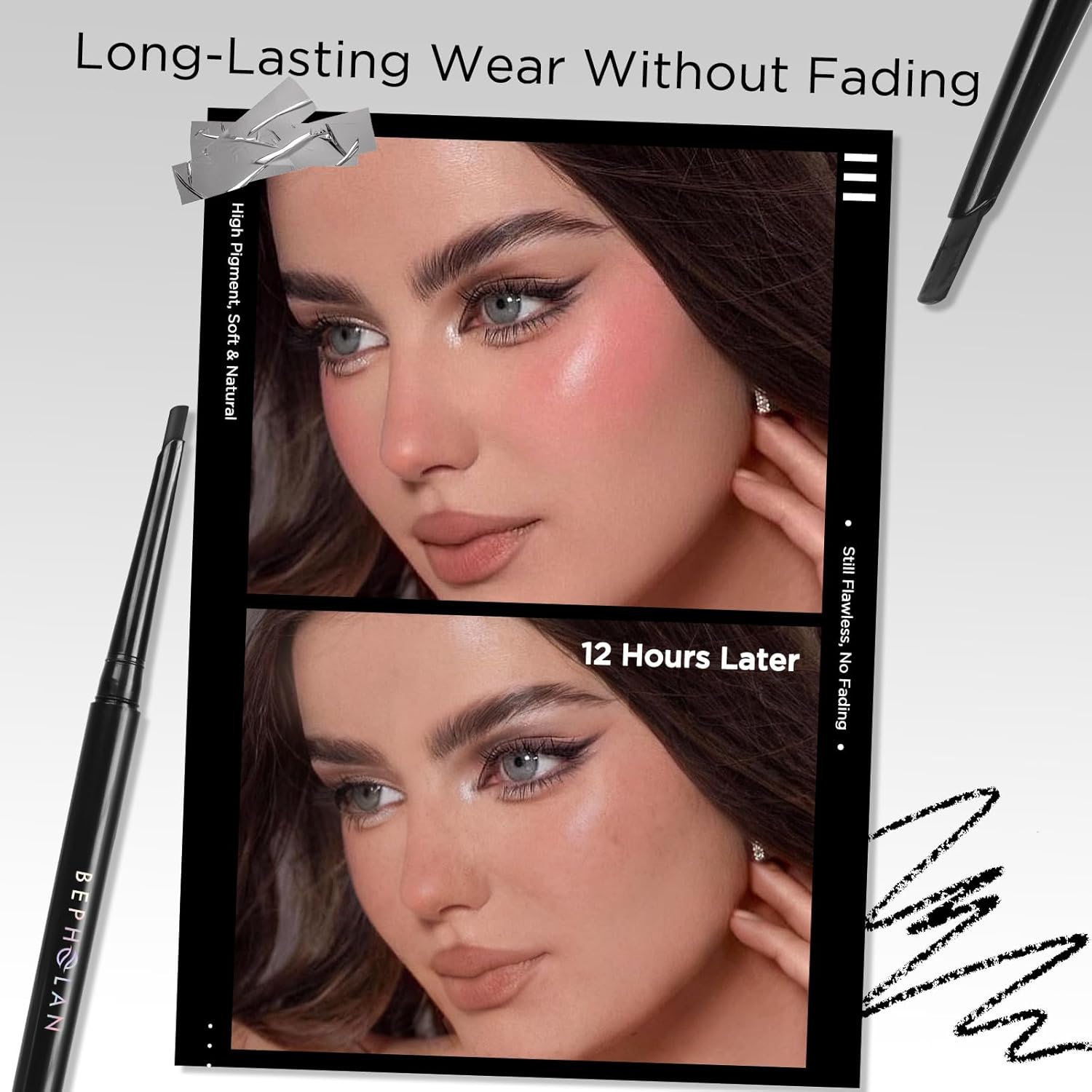 BEPHOLAN Black Eyeliner Pencils,D-tips Waterproof Gel Eyeliner Pencil Waterline Eye Liner Pen for Women Waterproof Smudge Proof Long-lasting (BLACK-D) - Image 4