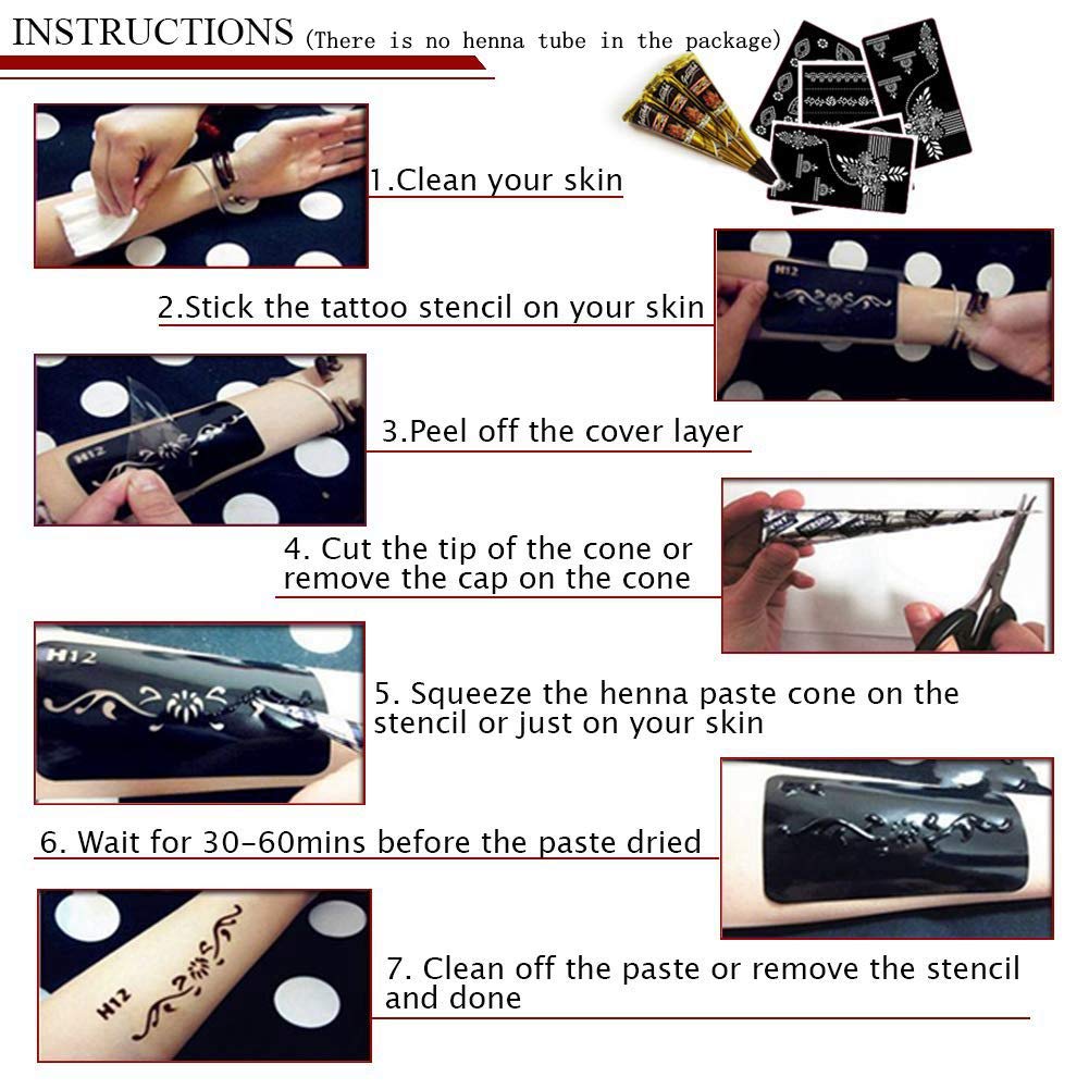 Koogel 18 Sheets 97PCS Henna Tattoo Stencil Kit, Reusable Mehndi Templates for Indian Weddings, Christmas & New Year, Ramadan, Bridal Mehndi & Tattoo Templates for Women, Girls & Body Art - Image 5
