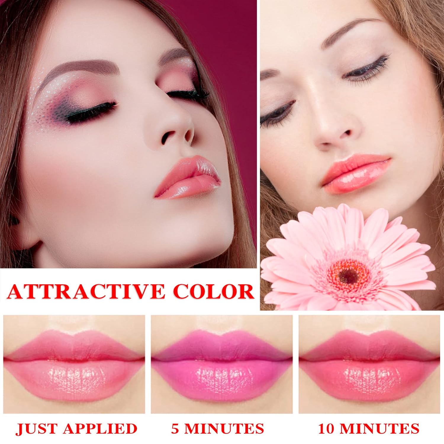 3 Pcs Aloe Vera Lipstick,Long Lasting Lip Care Nutritious Plumper Lip Balm Moisturizer Magic Temperature Color Change Lip Gloss - Image 6