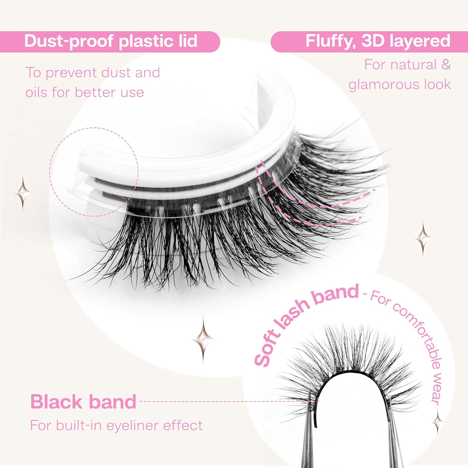CALAILIS Self Adhesive Eyelashes Natural Look Wispy Press On Lashes No Glue Need Eyelashes 5 Pairs Reusable Cat Eye Self-adhesive False Lashes (C122) - Image 5