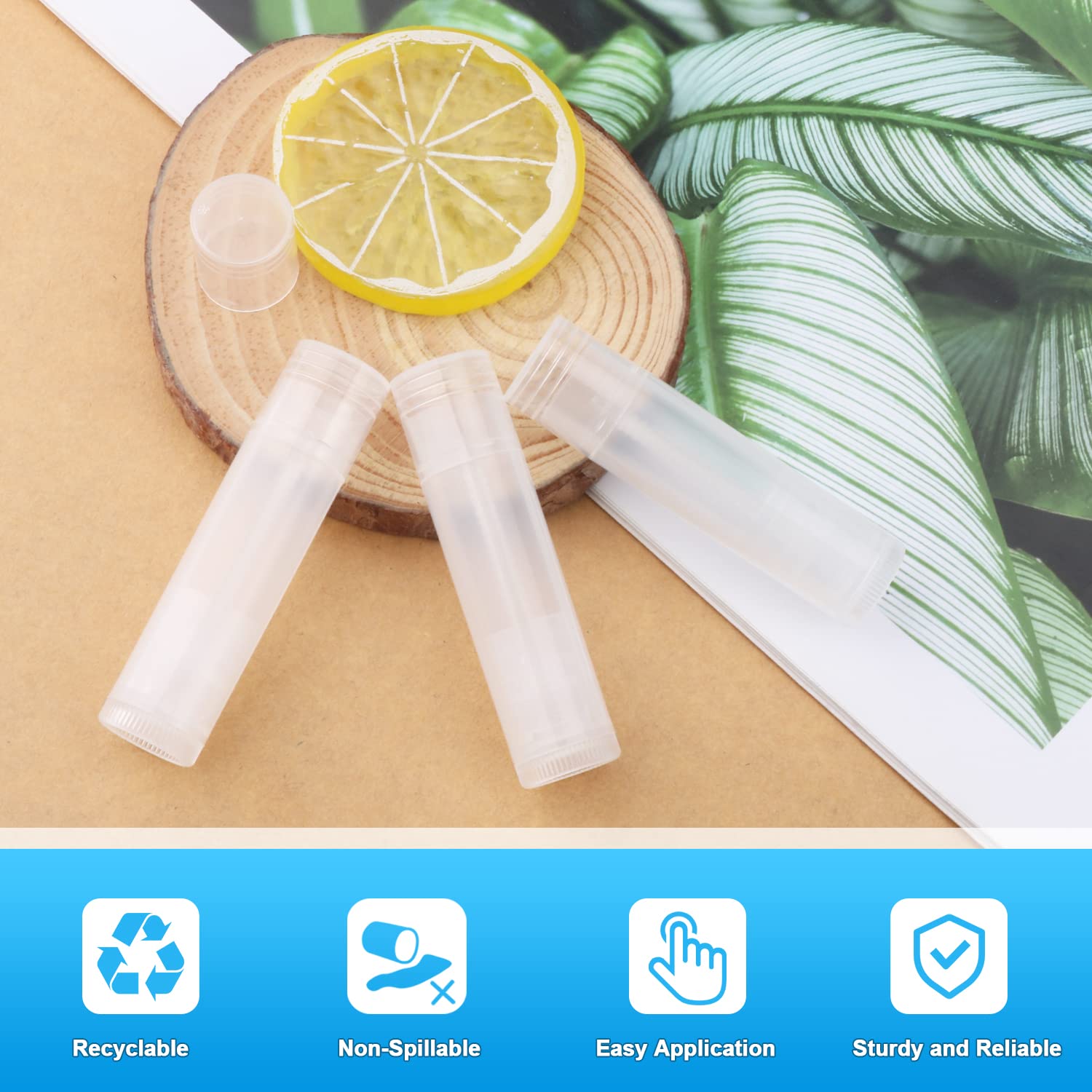 50 Pcs 5.5g Twist-up Lip Balm Tubes,Empty Plastic Lip Gloss Balm Containers Rotatable Deodorant Containers for DIY Homemade Lipsticks, Chapsticks and Homemade Solid Perfume,Clear - Image 5