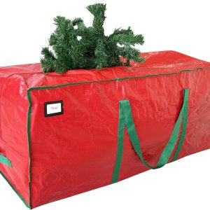 Cosy Family 7.5 ft Christmas Tree Storage Bag - Durable Heavy Duty Extra Large Artificial Xmas Holiday Tree Bag with Reinforced Handles and Dual Zippers Wide Opening - Red