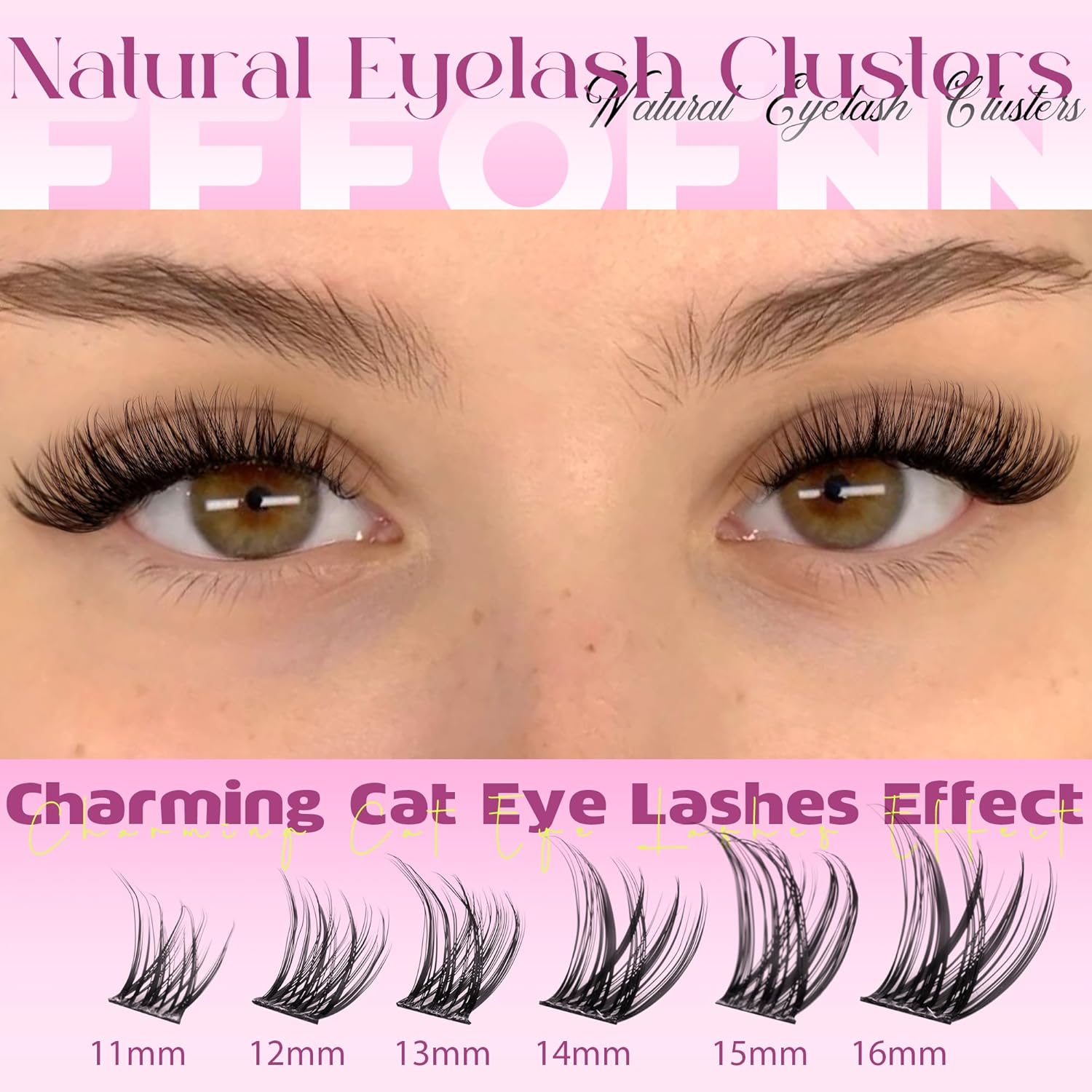 Wispy Lash Clusters Natural Eyelash Clusters C-Curly Cluster Eyelash Extensions 11-16 mm Cluster Lashes Left Right Eyelash Extension Cat Eye Lashes Clusters DIY Individual Lashes by Eefofnn - Image 3