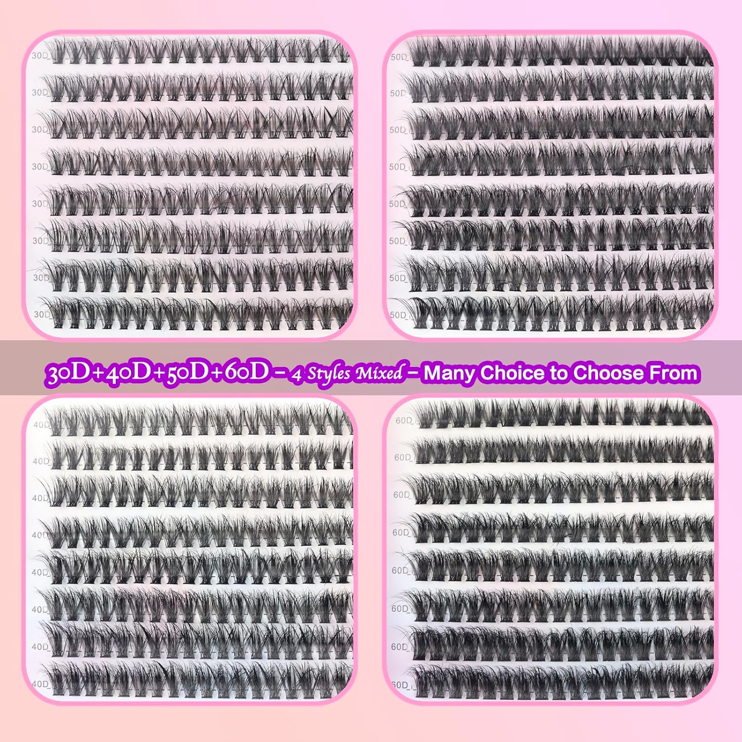 DAODER Cluster Lashes Natural Look 640pcs Wispy Lash Clusters 9-13mm Short Eyelash Extension With 30D+40D+50D+60D Mixed Lash Book D Curl Natural Lash Extension (30D+40D+50D+60D 9-13MM) - Image 2
