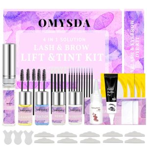 Lash Lift and Brow Lamination Kit, Black Color Professional Eyelash and Eyebrow Perm Kit, DIY at Home, 6-8 Weeks Long-lasting, 4 in 1 Solution