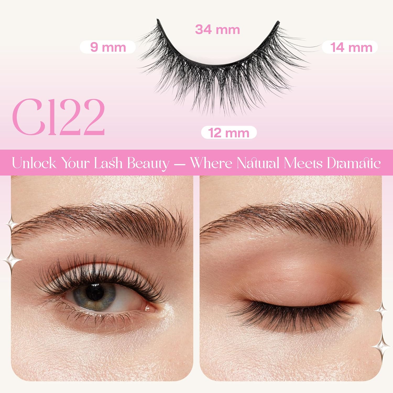 CALAILIS Self Adhesive Eyelashes Natural Look Wispy Press On Lashes No Glue Need Eyelashes 5 Pairs Reusable Cat Eye Self-adhesive False Lashes (C122) - Image 2