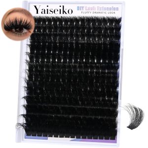 300D Lash Clusters Extensions Mega Cluster Eyelash Lashes 224 Pcs Thick Volume D Curl Wispy Individual Lashes DIY Lash Extension 12-25MM False Eyelashes Makeup at Home Replacement for Yaiseiko