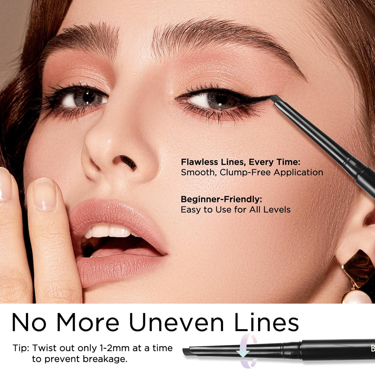 BEPHOLAN Black Eyeliner Pencils,D-tips Waterproof Gel Eyeliner Pencil Waterline Eye Liner Pen for Women Waterproof Smudge Proof Long-lasting (BLACK-D) - Image 3