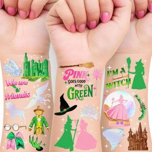 84Pcs Witch Temporary Tattoos - Birthday Witch Accessory, Wizard party decorations in Iridescent Foil Style, Fake Tattoo Stickers for Kids, Movie Themed Party Favors, Gifts for Boys Girls