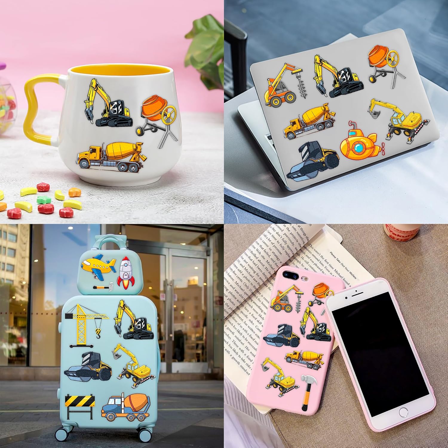 Construction Temporary Tattoos Birthday Party Supplies Decorations 96PCS Tattoos Stickers Vehical Excavator Bulldozer Cute Party Favors Kids Girls Boys Gifts Classroom School Prizes Themed - Image 9