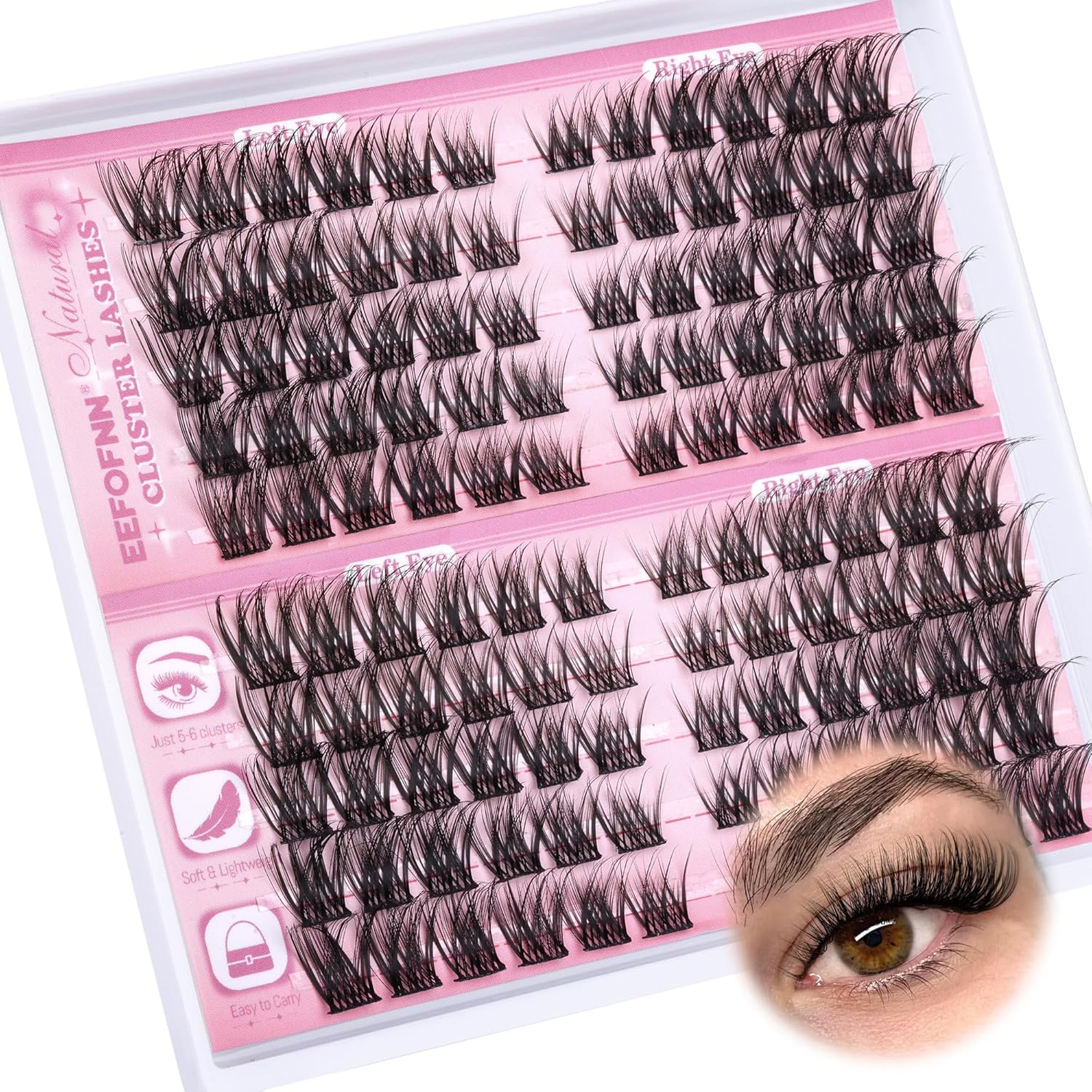 Wispy Lash Clusters Natural Eyelash Clusters C-Curly Cluster Eyelash Extensions 11-16 mm Cluster Lashes Left Right Eyelash Extension Cat Eye Lashes Clusters DIY Individual Lashes by Eefofnn - Image 7