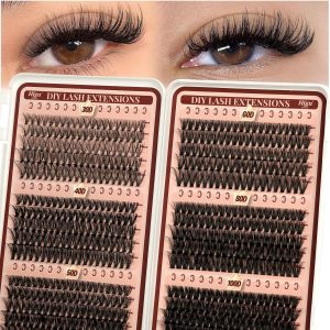 Higu clace Lash Clusters 600pcs 30D+40D+50D+60D+80D+100D Eyelash Clusters 6 Styles Mixed 10-18MM, Wispy Cluster Eyelash Extensions, Easy to Use, Can DIY at Home