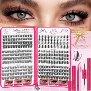 Vasa Muse Premium Lash Clusters Kit - 10-16mm Wispy Natural & Fairy Spiky WideSpan Individual Eyelash Clusters 0.05mm Ultra-thin Invisible band Eyelash Extension Kit with Bond Seal for Starter DIY
