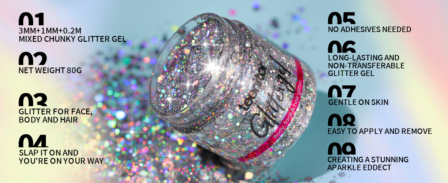 Body glitter Body glitter gel silver body glitter 