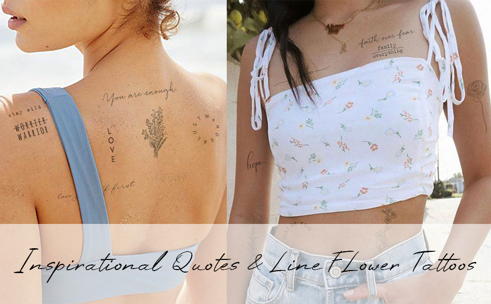 realistic temporary tattoos for women long lasting fake tattoos for adults words phrases flowers