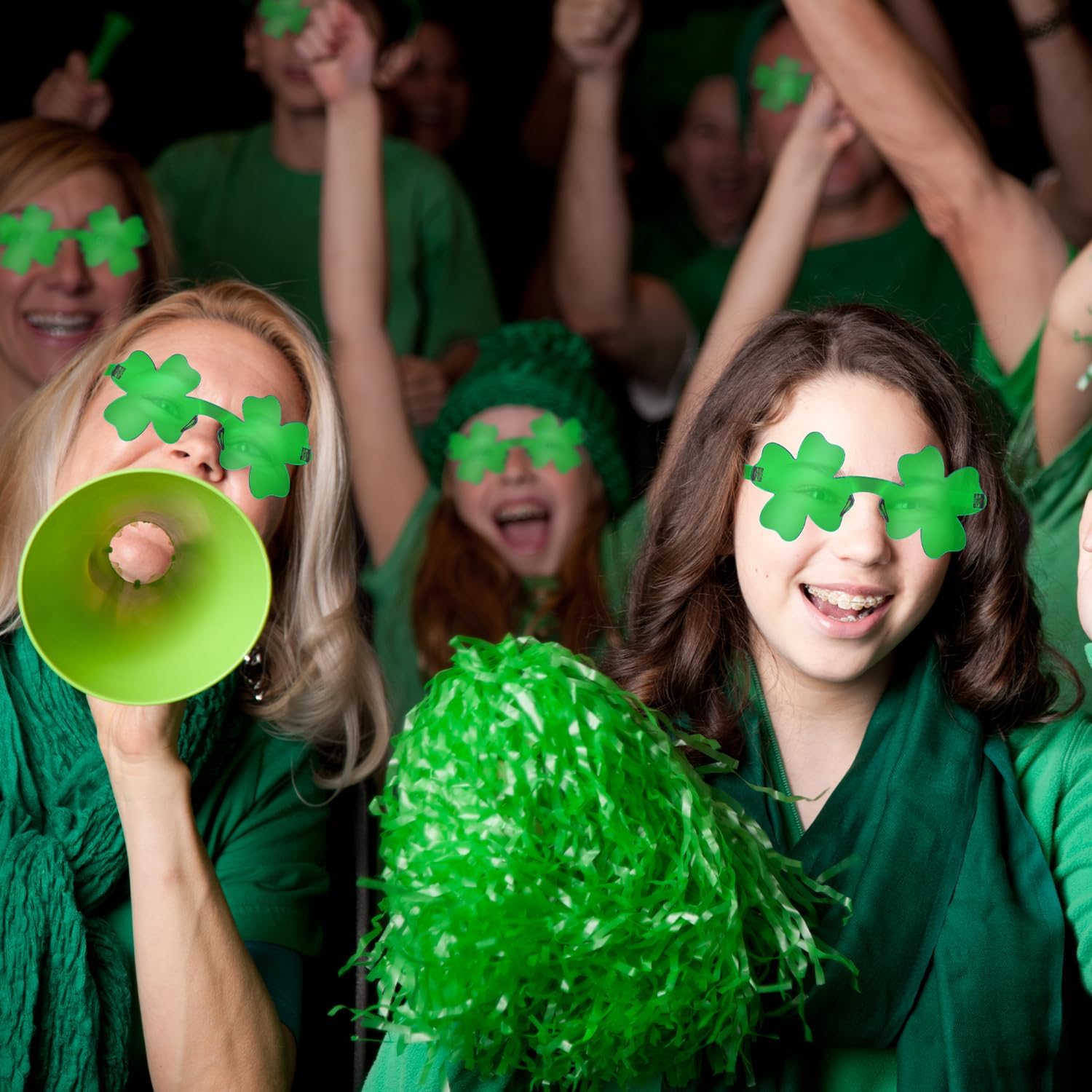 St Patricks Day Green Shamrock Accessories 12 PCS, Saint Patricks Four Leaf Clover Glasses Party Favor Supplies, Irish One Size Sunglasses Gifts Decoration Stuff Photo Props for Parade Costume Outfit - Image 5