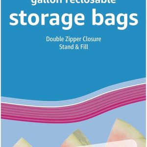 Amazon Basics Reclosable Gallon Food Storage Bags, BPA Free, 120 Count