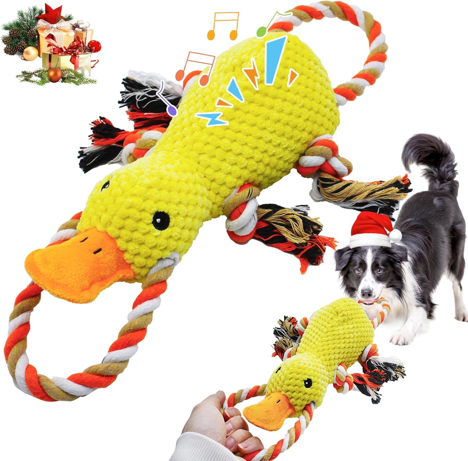 Tug of War Dog Toy, Squeaky Dog Toys Interactive Duck Puppy Toys to Keep Them Busy