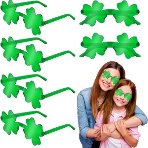 St Patricks Day Green Shamrock Accessories 12 PCS, Saint Patricks Four Leaf Clover Glasses Party Favor Supplies, Irish One Size Sunglasses Gifts Decoration Stuff Photo Props for Parade Costume Outfit