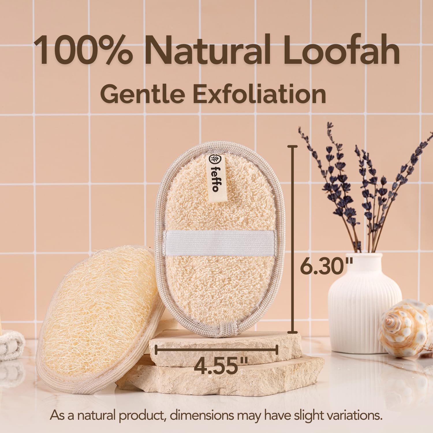 Natural Loofah Sponge for Body Scrub, Exfoliating Body Scrubber & Loofah with Handle, Exfoliating Pads, Loofah for Women, Men & Kids (2 Count - 1 Pack, Oval) - Image 5