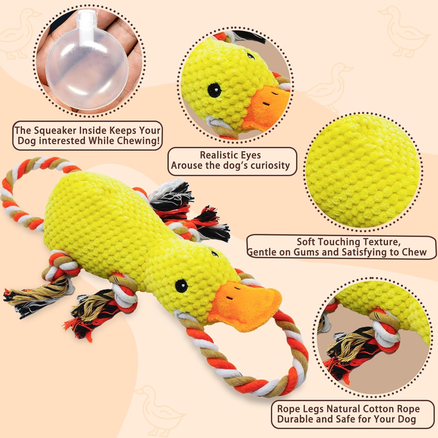 Tug of War Dog Toy, Squeaky Dog Toys Interactive Duck Puppy Toys to Keep Them Busy - Image 3