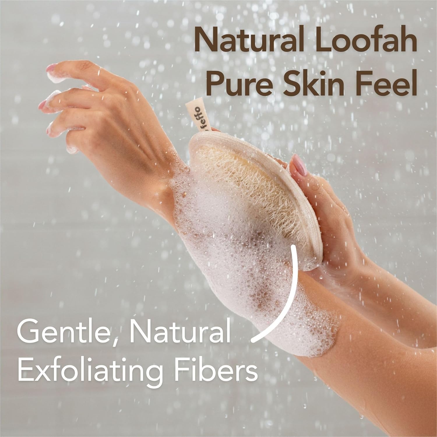 Natural Loofah Sponge for Body Scrub, Exfoliating Body Scrubber & Loofah with Handle, Exfoliating Pads, Loofah for Women, Men & Kids (2 Count - 1 Pack, Oval) - Image 8