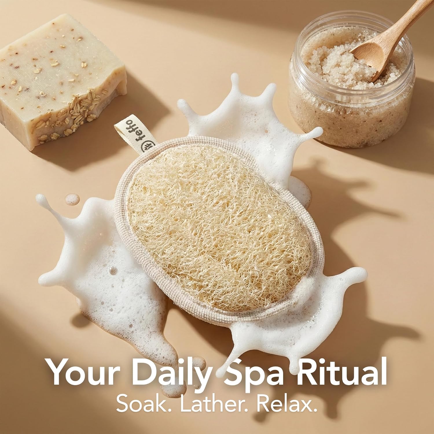 Natural Loofah Sponge for Body Scrub, Exfoliating Body Scrubber & Loofah with Handle, Exfoliating Pads, Loofah for Women, Men & Kids (2 Count - 1 Pack, Oval) - Image 7