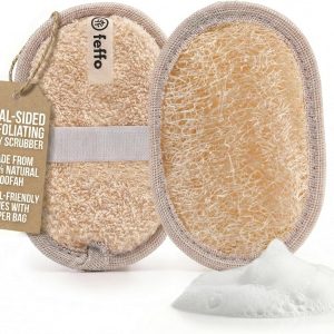 Natural Loofah Sponge for Body Scrub, Exfoliating Body Scrubber & Loofah with Handle, Exfoliating Pads, Loofah for Women, Men & Kids (2 Count - 1 Pack, Oval)