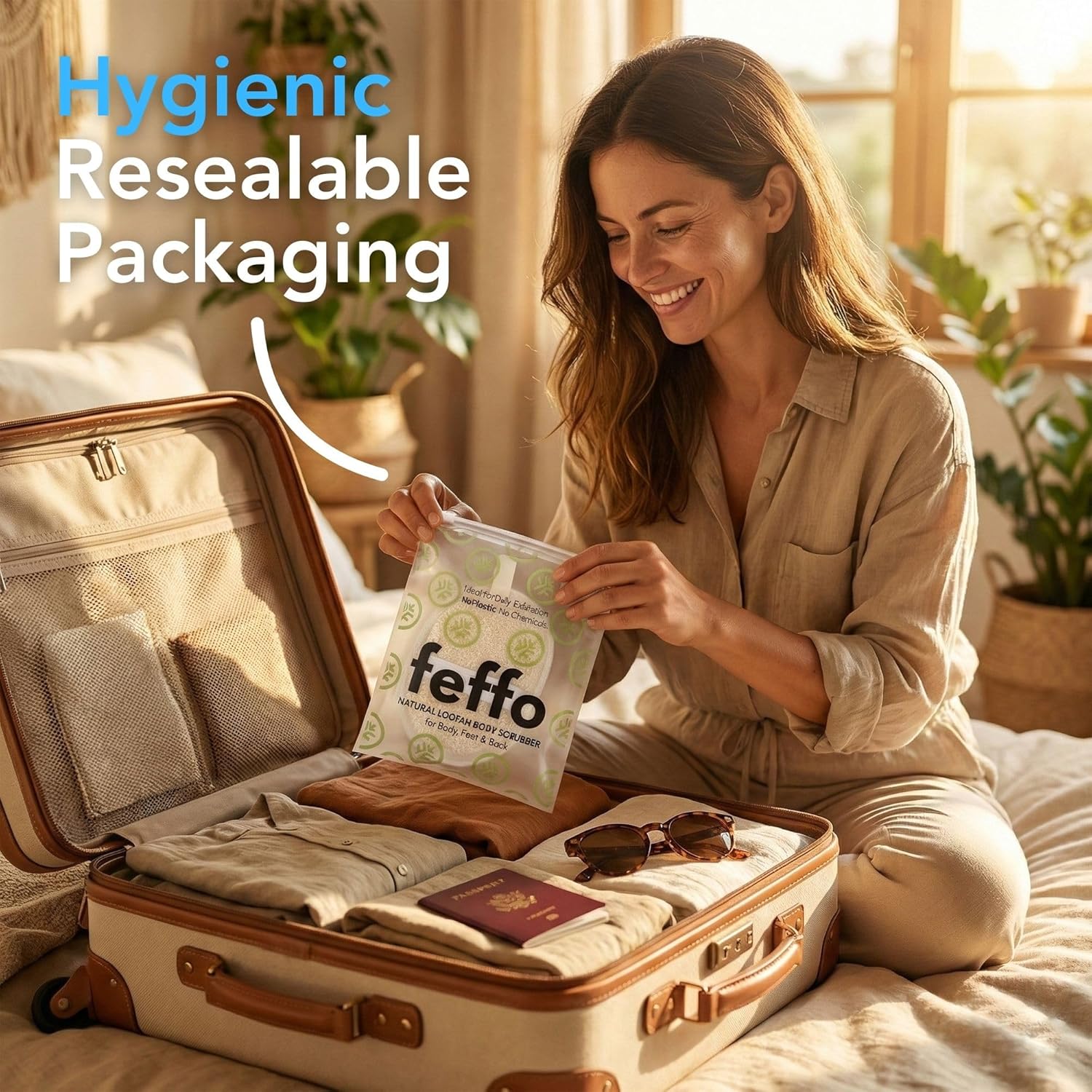 Natural Loofah Sponge for Body Scrub, Exfoliating Body Scrubber & Loofah with Handle, Exfoliating Pads, Loofah for Women, Men & Kids (2 Count - 1 Pack, Oval) - Image 3